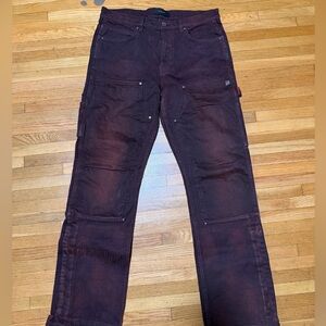 Amiri Men's Dark Wine Embossed Jacquard Work Carpenter Pants Size 32
